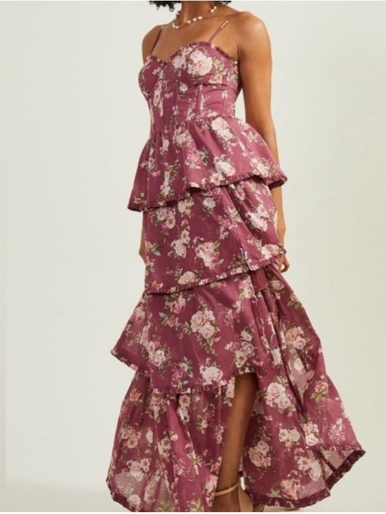 Altar'd State Dresses & Skirts - Altar'd State Stellni Mauve Floral Tiered Maxi Dress mefium nwt